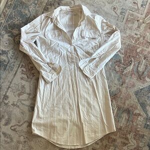 Cream Stripe Longline Button-Front Women’s Dress